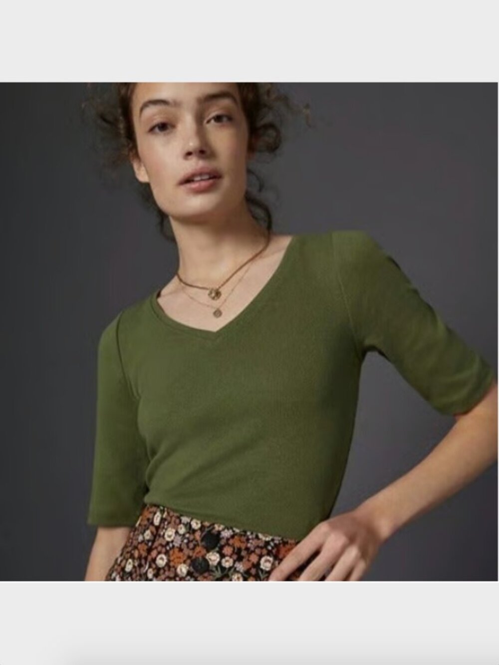 Anthropologie Olive Green Nora Ribbed Top - Size XS